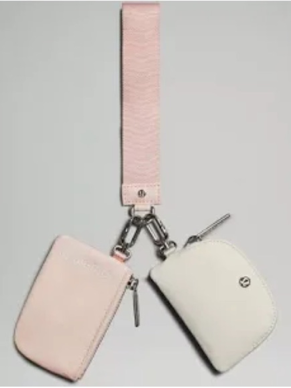 LULULEMON Pink and White Double Pouch Keychain Strap - Women Accessories